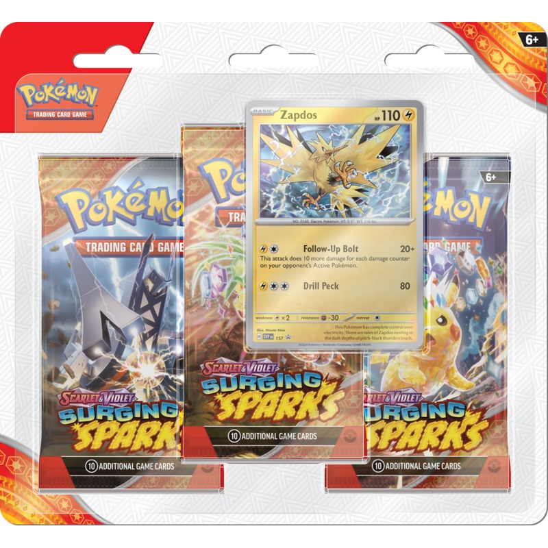 Pokemon - Scarlet and Violet - Surging Sparks - 3-Pack Blister - Zapdos