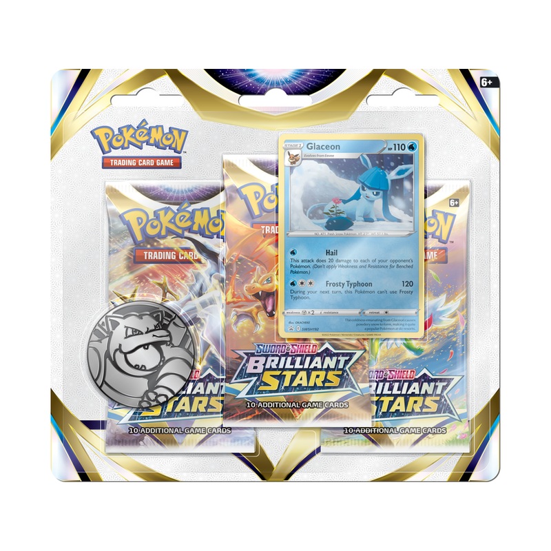 Pokemon - Sword and Shield - Brilliant Stars - Trading Card 3-Pack Blister - Glaceon