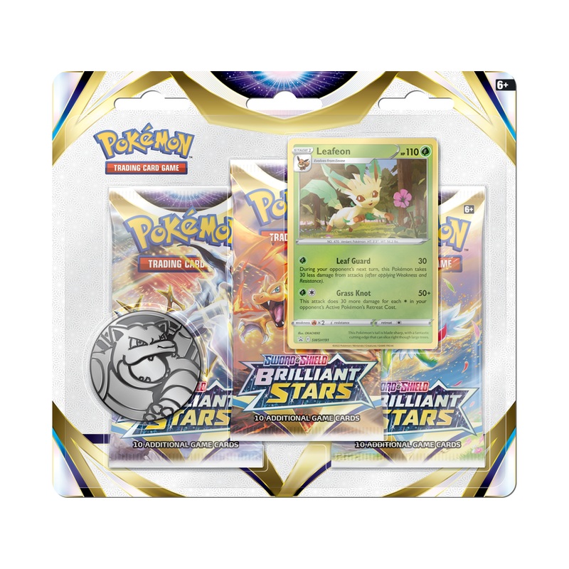 Pokemon - Sword and Shield - Brilliant Stars - Trading Card 3-Pack Blister - Leafeon