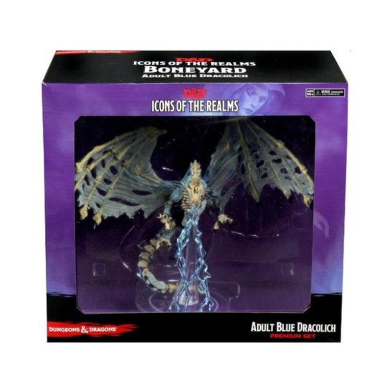 Wizards of the Coast - Dungeons and Dragons - Icons of the Realms - Boneyard Adult Blue Dracolich - Premium Figure