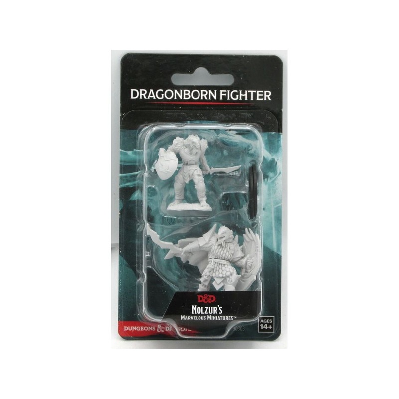 Wizkids - Dungeons and Dragons - Unpainted Miniature - Nolzurs Marvellous Miniatures - Dragonborn Fighter Male - 90303