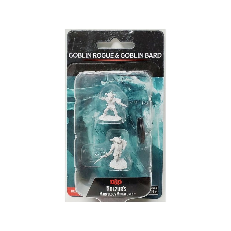 Wizkids - Dungeons and Dragons - Unpainted Miniature - Nolzurs Marvellous Miniatures - Goblin Male Rogue and Female Goblin Bard - 90309