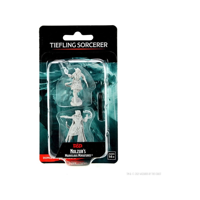 Wizkids - Dungeons and Dragons - Unpainted Miniature - Nolzurs Marvellous Miniatures - Tiefling Sorcerer Female - 90304