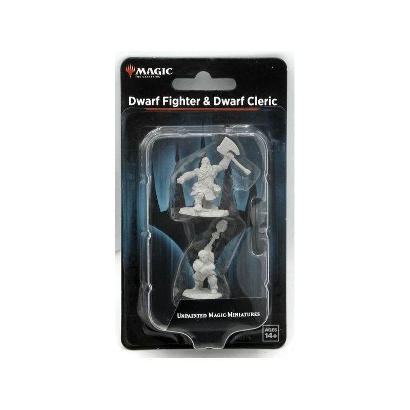 Wizkids - Magic the Gathering - Unpainted Miniature - Dwarf Fighter and Cleric - 90276