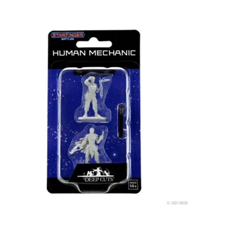 Wizkids - Starfinder - Unpainted Miniature - Deep Cuts - Human Mechanic - 90333