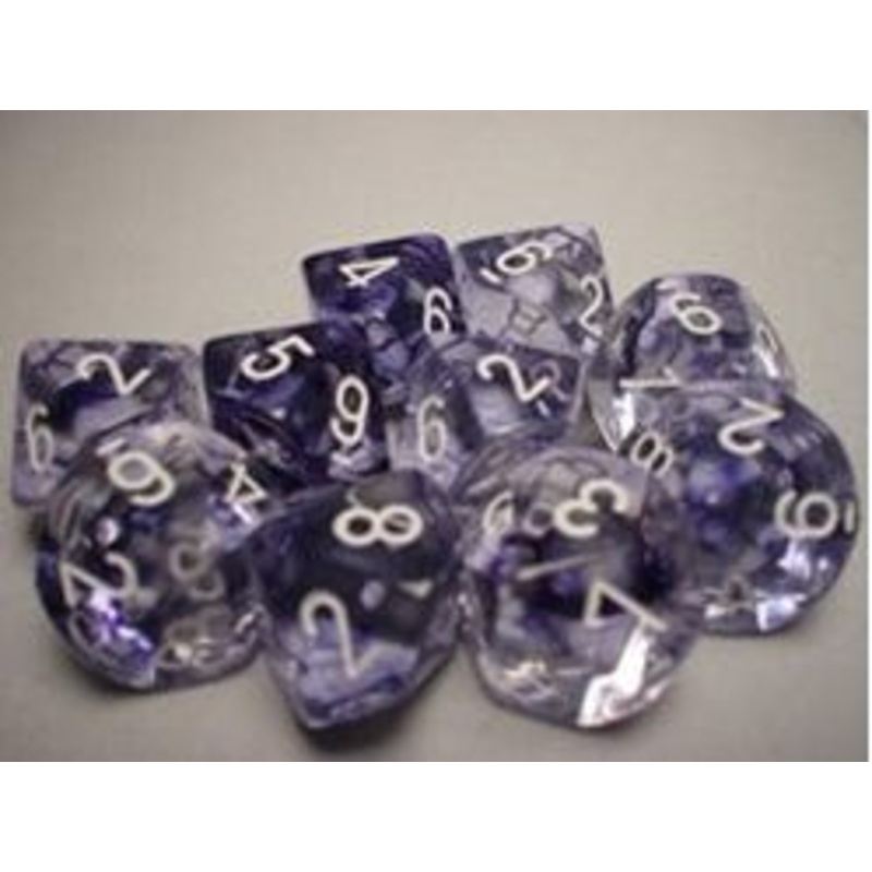 Chessex Dice - Borealis Black with White - Set of Ten D10 - CHX 27208