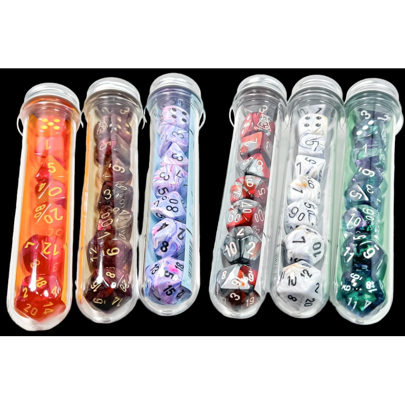Chessex Dice - Lab Dice - 7-Die Set - Gemini - Polyhedral Gellow - Red Yellow Luminary