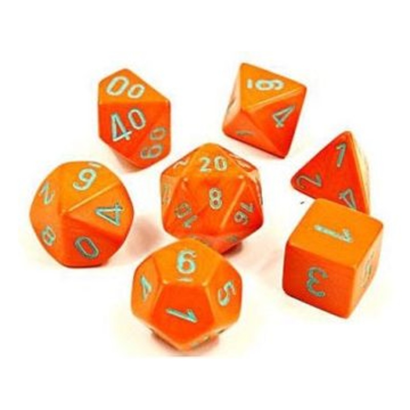 Chessex Dice - Lab Dice - Heavy 7-Die Set - Orange Turquoise