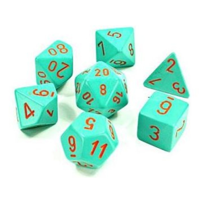 Chessex Dice - Lab Dice - Heavy 7-Die Set - Turquoise Orange