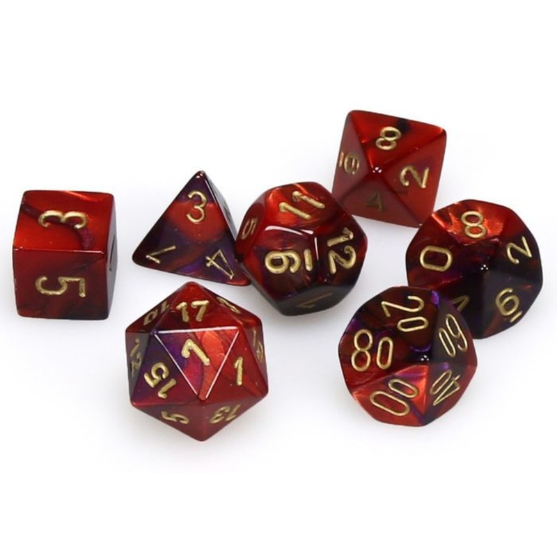Chessex Dice - Mini Gemini Purple-Red with Gold - Set of 7 - CHX 20626