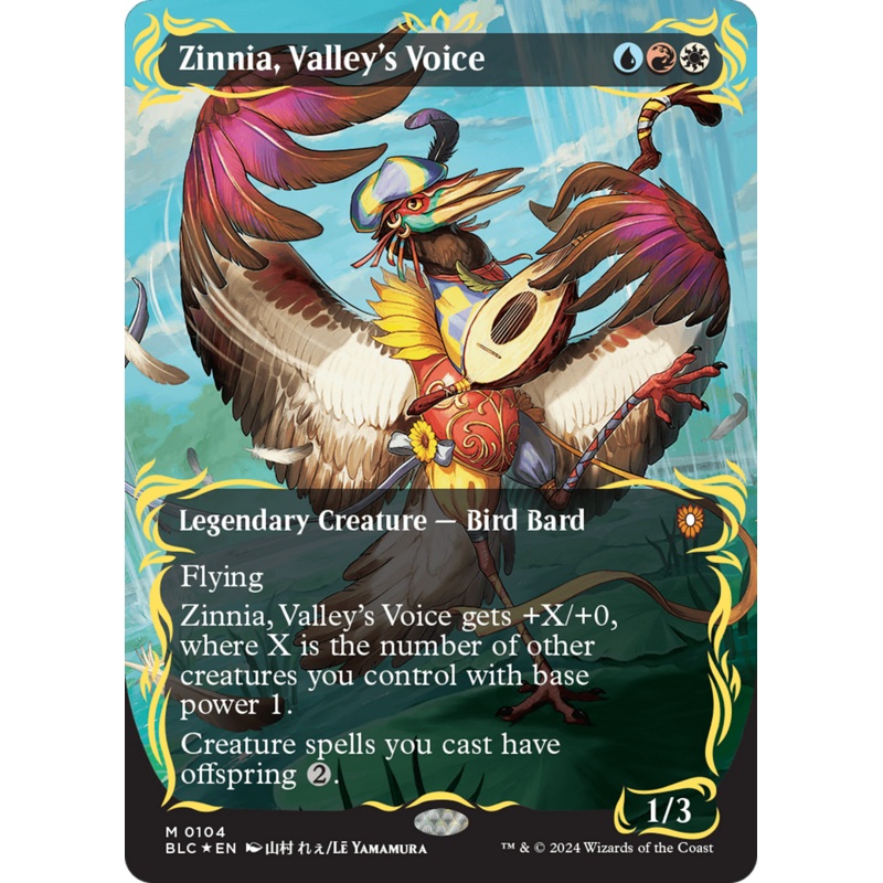 Zinnia, Valley's Voice (Borderless) (Raised Foil) [Bloomburrow Commander]