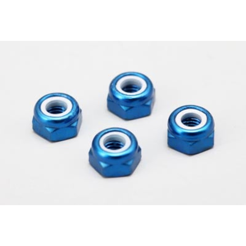 Yokomo M3 Aluminum Nylon Lock Nut Blue 4pcs.