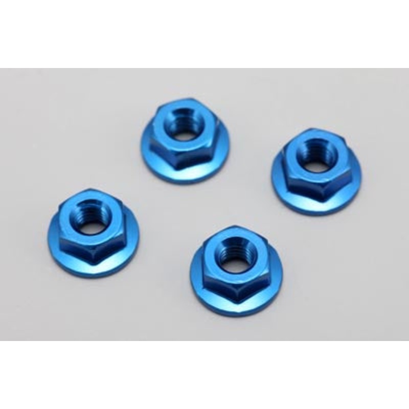 Yokomo M4 Aluminum Flange Serration Nut Blue (4)
