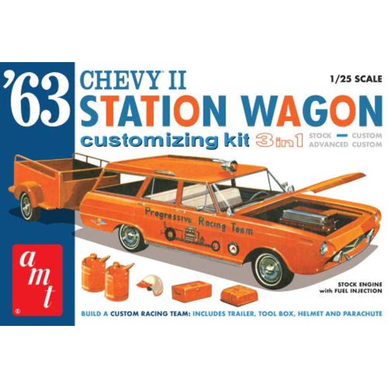 AMT 1:25 '63 Chevy II Wagon w/Trailer