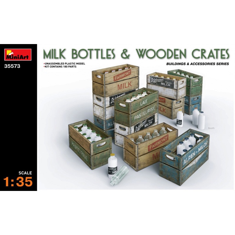 Miniart 1:35 Milk Bottles & Wooden Crates