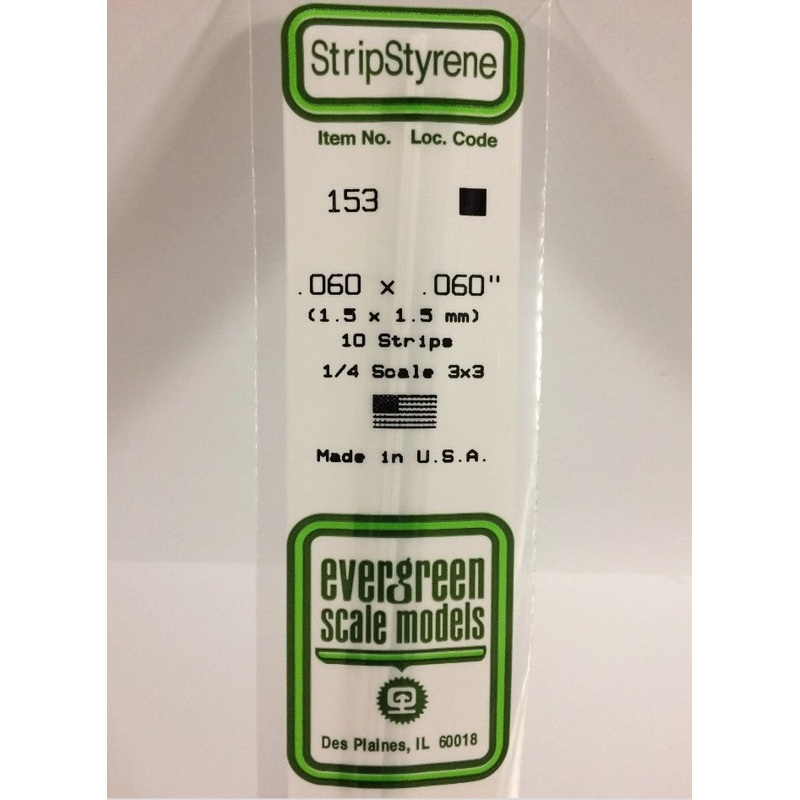 Stripstyrene White 1.5Mm Sq 10
