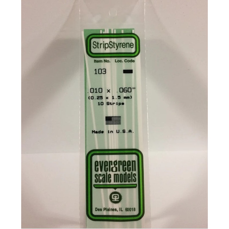 Stripstyrene White.25X1.5Mm 10