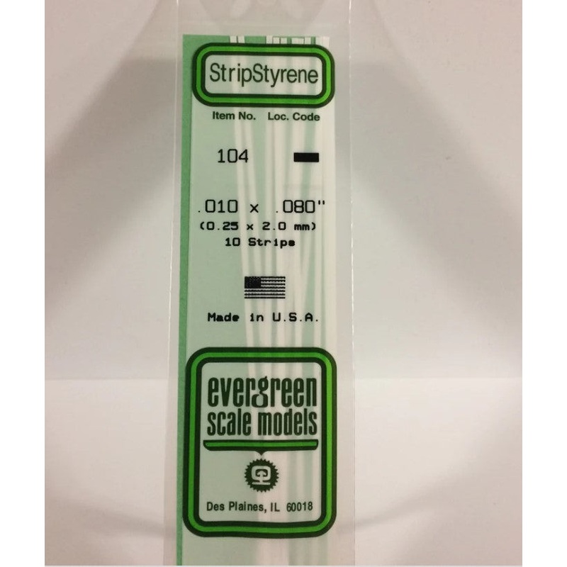 Stripstyrene White.25X2mm 10