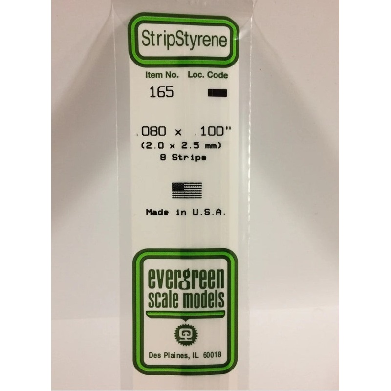 Stripstyrene White 2X2.5mm (8)