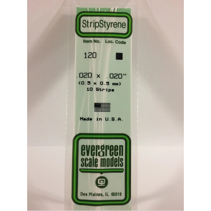 Stripstyrene White .50Mm Sq 10