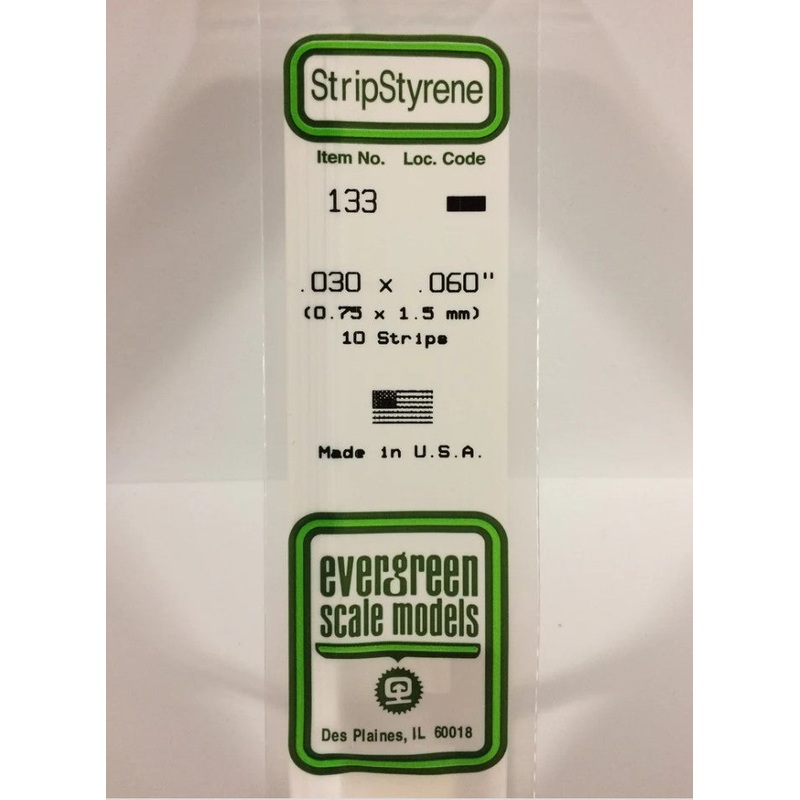Stripstyrene White.75x1.5mm 10