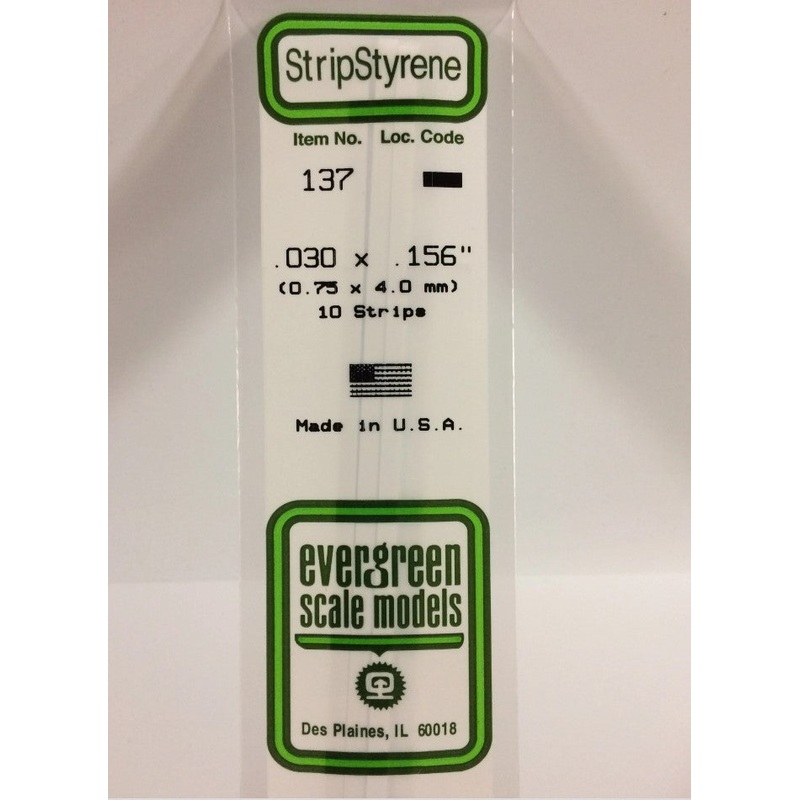 Stripstyrene White .75X4Mm 10