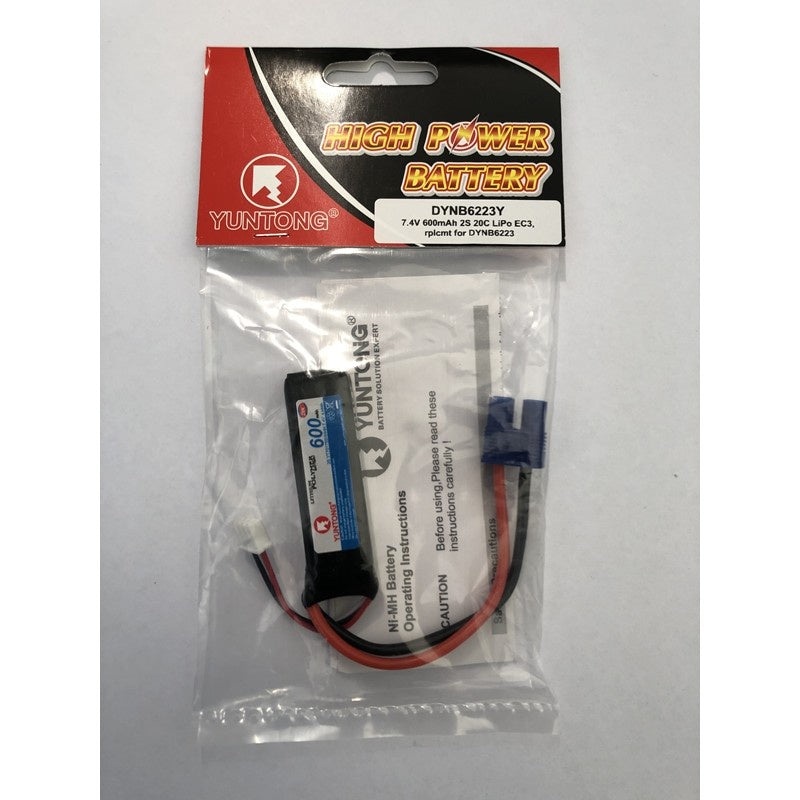 Yuntong 7.4V 600mah 2S 20C Lipo Battery EC3