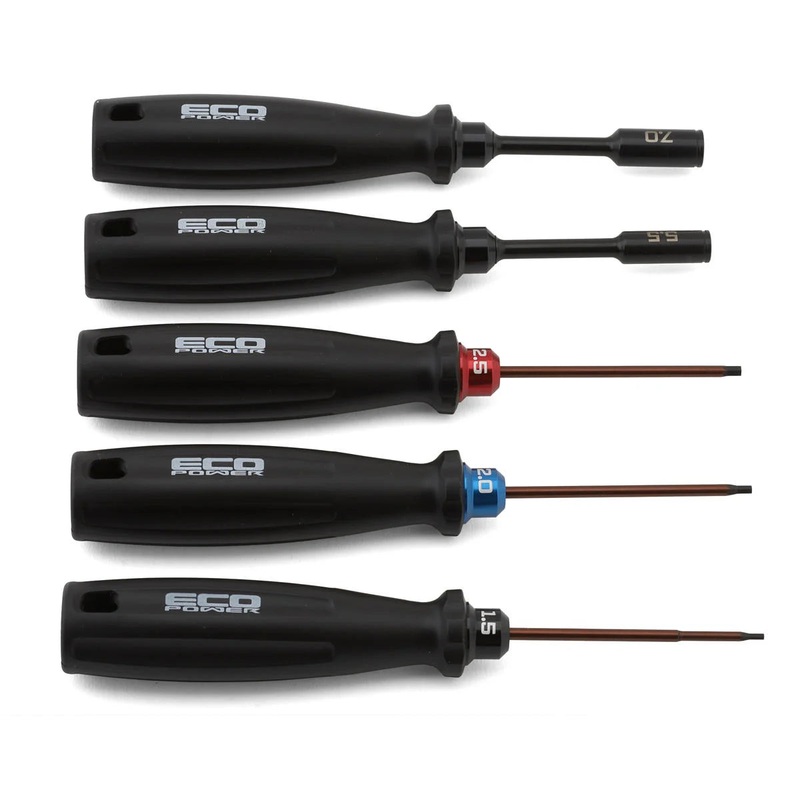 ECOPOWER ECP-3035 EcoPower 5-Piece RC Essential Tool Set (1.5/2.0/2.5mm Hex Drivers) (5.5/7mm Nut Drivers)