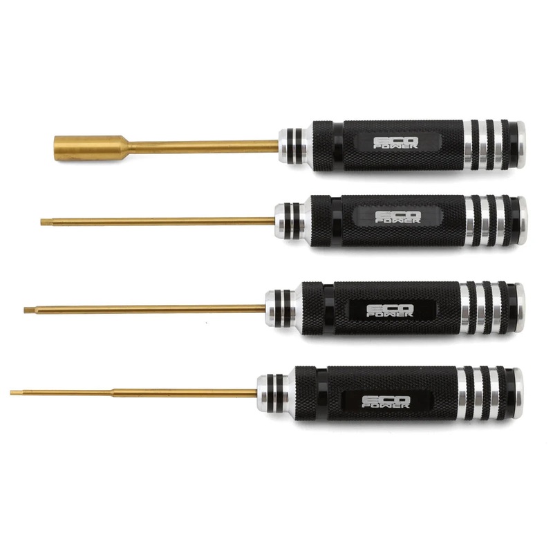 ECOPOWER ECP-3082 EcoPower 4-Piece Metric Hex & Nut Driver Tool Set (1.5, 2.0, 2.5mm Hex Drivers)