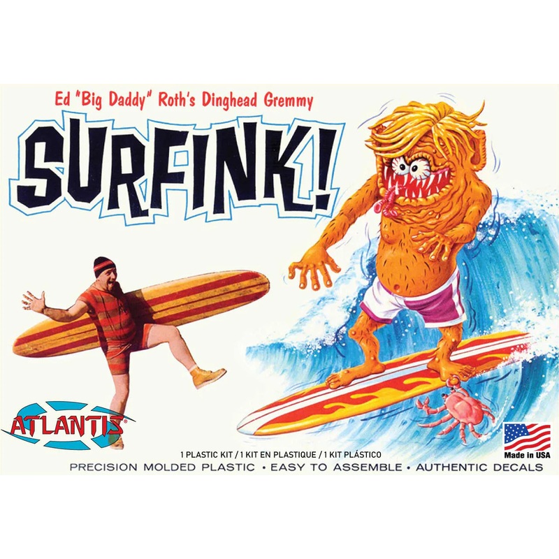 ATLANTIS H1306  Ed Big Daddy Roth Surfink Plastic Model Kit, Completed model 7" tall, 18 parts, paint and glue not included