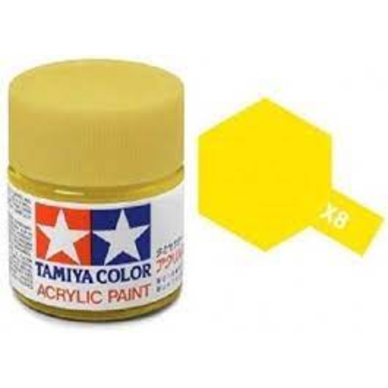 TAMIYA 81008 X-8 Acrylic X8 Gloss,Lemon Yellow 3/4oz