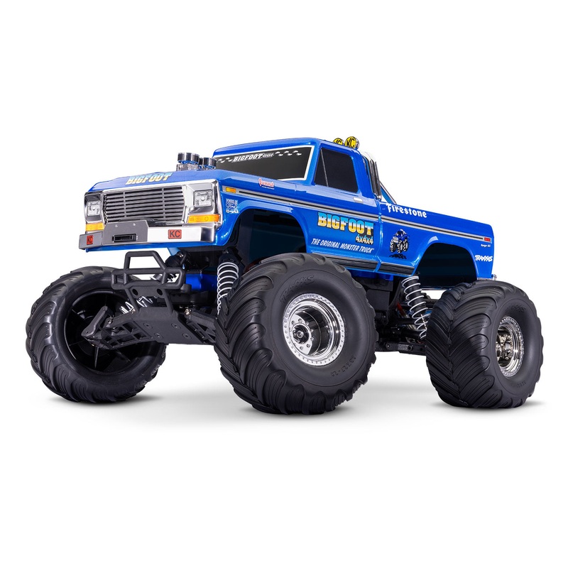 TRAXXAS 36234-8 BIGFOOT No. 1 The Original Monster Truck, 1/10 Scale, fully-assembled, waterproof, Ready-To-Race, with TQ 2.4 GHz radio system, XL-5 electronic speed control, 4-amp USB-C fast charger, and clipless replica body.