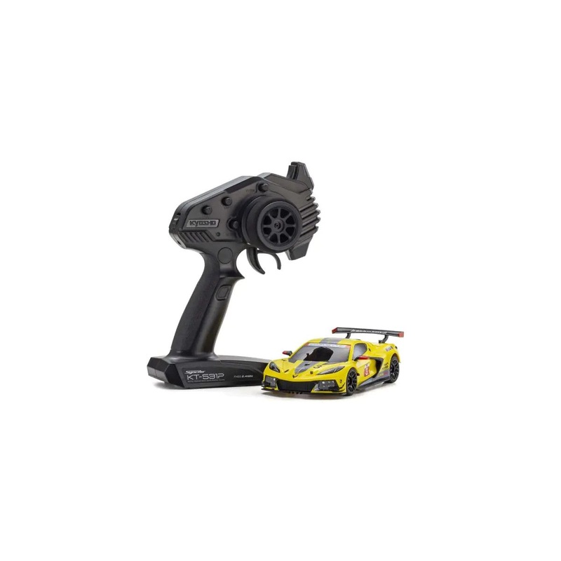 KYOSHO 32356CRY  MR-04 Mini-Z RWD ReadySet w/Chevrolet Corvette C8.R Body (Chrome/Yellow) w/KT-531P 2.4GHz Radio