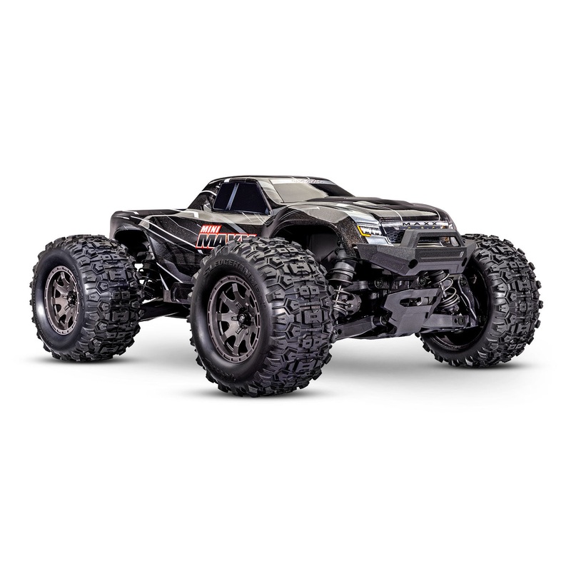 TRAXXAS 107154-1 Mini Maxx: RTR, Maxx-scale monster truck, fully assembled, with TQ 2.4 GHz radio system, Bl-2s Brushless Power System, and clipless painted body. Includes 2-cell LiPo battery and 2-amp USB-C charger.