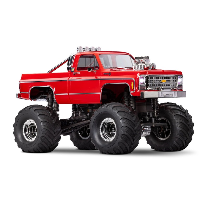 TRAXXAS 98064-1 TRX-4MT with Chevrolet K10 pickup body: 1/18 scale 4X4 monster truck RTR with TQ 2.4 GHz 2-channel transmitter, and ECM-2.5 waterproof electronics.