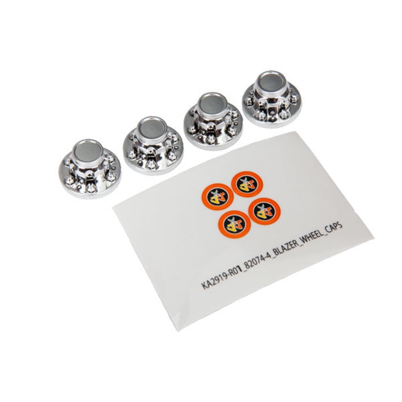 TRAXXAS 8164 Center caps, wheel (chrome) (4)/ decal sheet (requires #8255A extended thread stub axle)