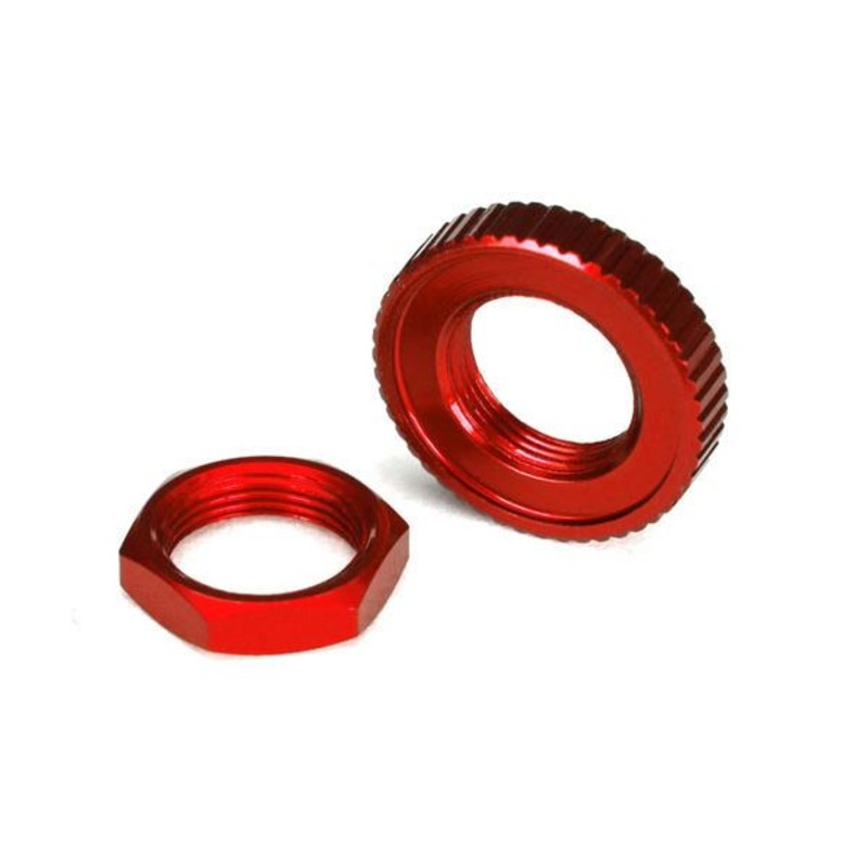 TRAXXAS 8345R Servo saver nuts, aluminum, red-anodized (hex (1), serrated (1))