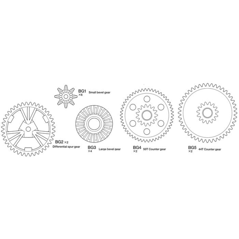 TAMIYA 9335039 RC Super Clod Buster Bull Head Plastic Gear Set, Old Part # 50327