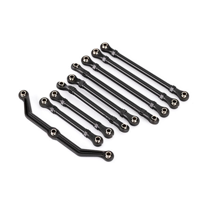 TRAXXAS 9842 Suspension link set, complete (front & rear) (includes steering link (1), front lower links (2), front upper links (2), rear links (4)) (assembled with hollow balls) (fits 1/18 scale vehicles with long wheelbase)