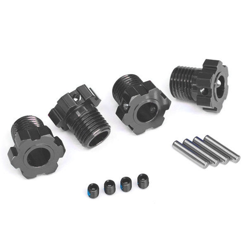 TRAXXAS 8654-GRAY Wheel hubs, splined, 17mm (gray-anodized) (4)/ 4x5 GS (4), 3x14mm pin (4)