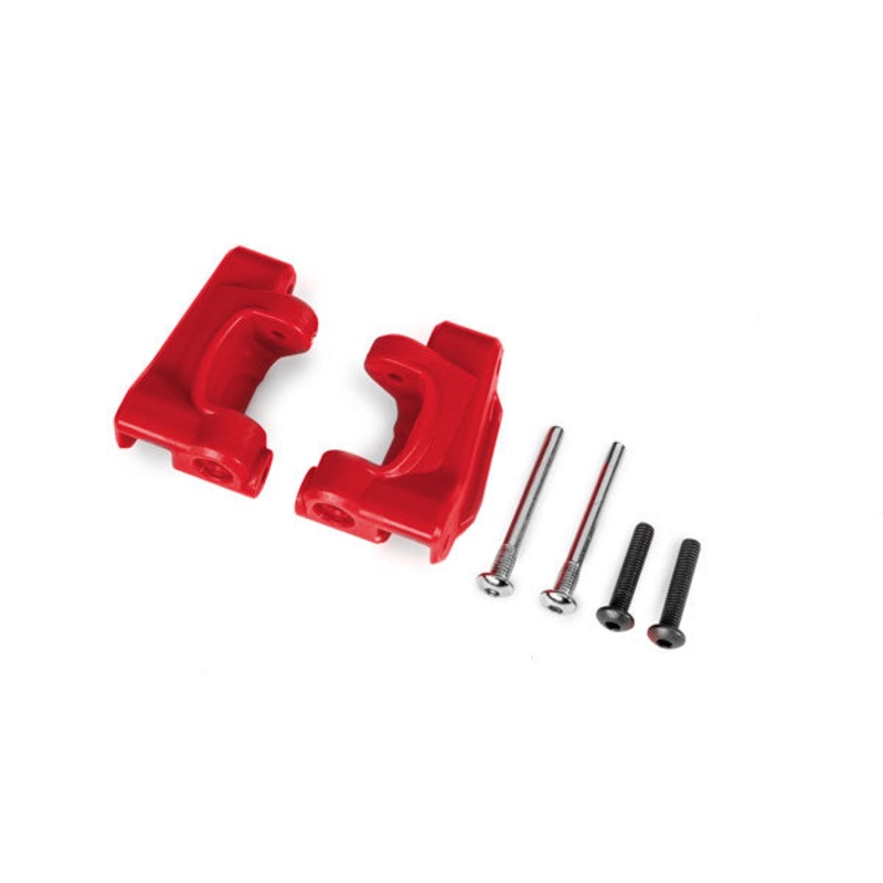 TRAXXAS 9135-RED  Caster blocks (c-hubs), extreme heavy duty, (left & right)/ 3x26mm hinge pins (2)/ 3x15mm BCS (2) (for use with #9182 upgrade kit)