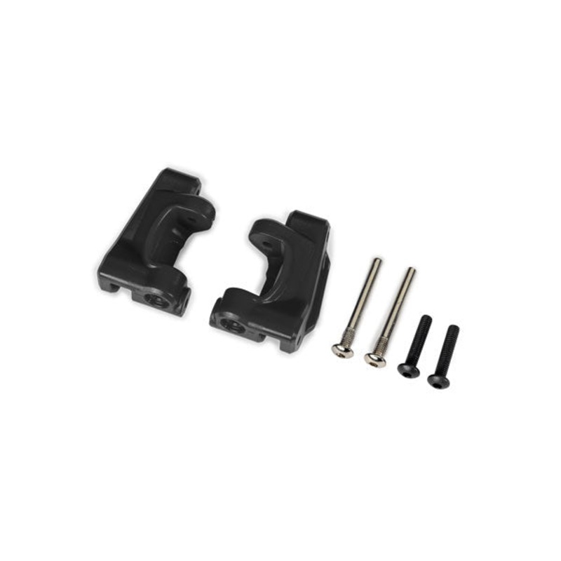 TRAXXAS 9136  Caster blocks (c-hubs), extreme heavy duty, black (left & right)/ 3x26mm hinge pins (2)/ 3x15mm BCS (2) (for use with #9180 and 9181 upgrade kit)