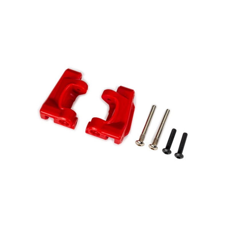 TRAXXAS 9136-RED Caster blocks (c-hubs), extreme heavy duty, red (left & right)/ 3x26mm hinge pins (2)/ 3x15mm BCS (2) (for use with #9180 and 9181 upgrade kit)