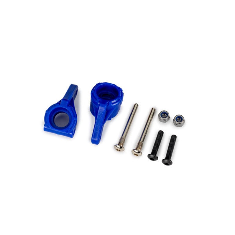 TRAXXAS 9137-BLUE Steering blocks, extreme heavy duty, blue (left & right)/ 3x26mm hinge pins (2)/ 3x15mm BCS (2) (for use with #9180, 9181, 9182 upgrade kit)
