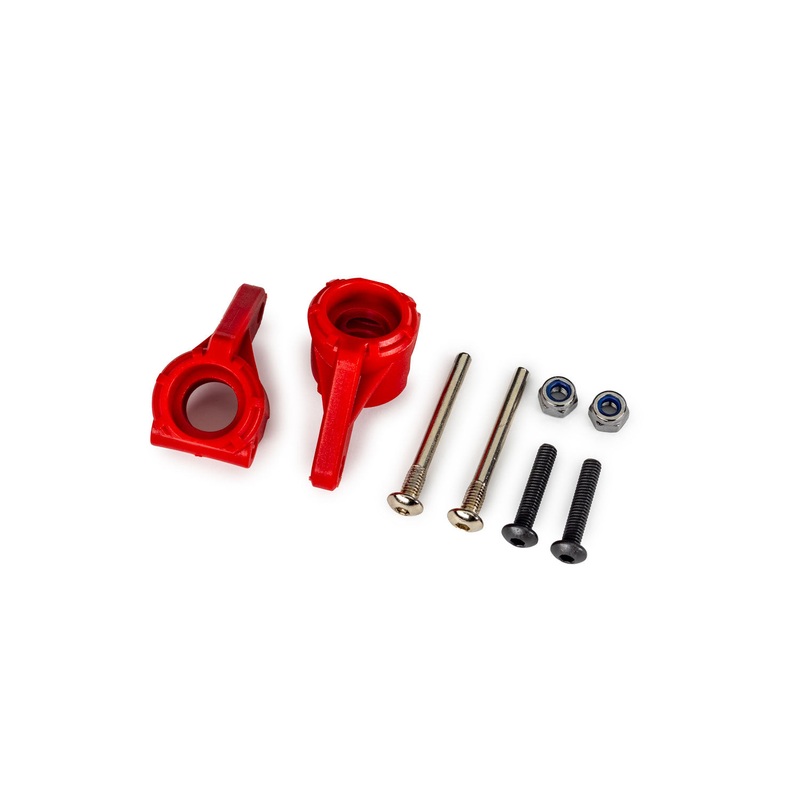 TRAXXAS 9137-RED  Steering blocks, extreme heavy duty, red (left & right)/ 3x26mm hinge pins (2)/ 3x15mm BCS (2) (for use with #9180, 9181, 9182 upgrade kit)