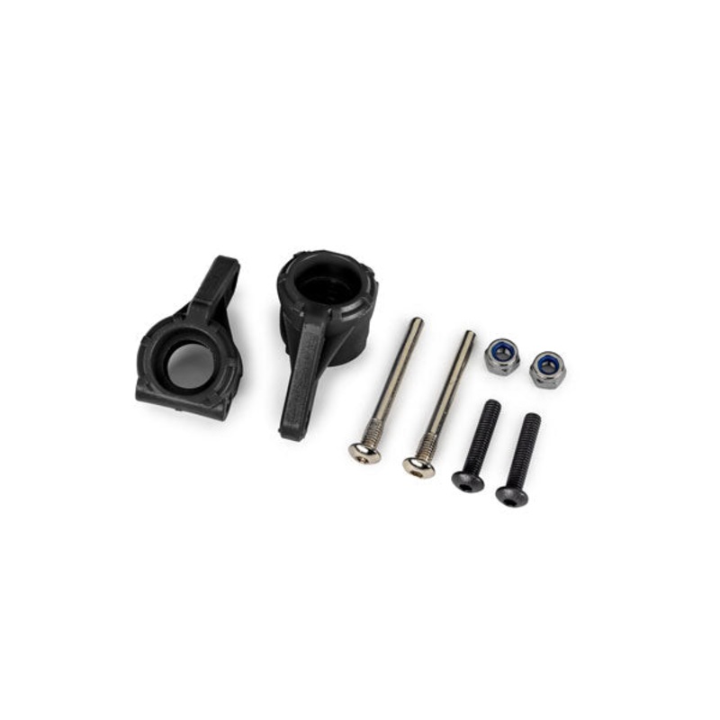 TRAXXAS 9137 Steering blocks, extreme heavy duty, black (left & right)/ 3x26mm hinge pins (2)/ 3x15mm BCS (2) (for use with #9180, 9181, 9182 upgrade kit)