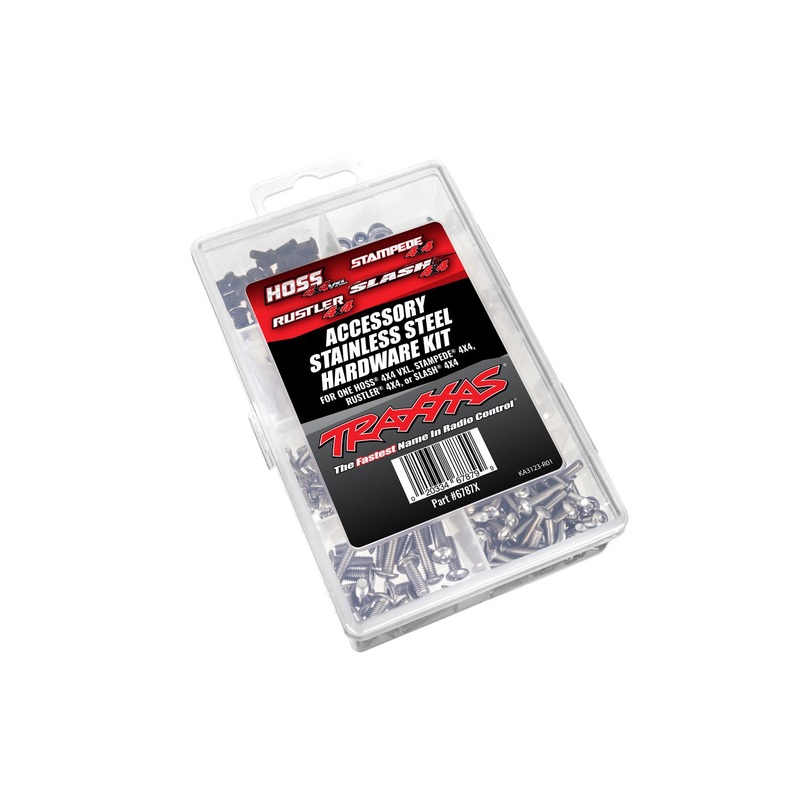 TRAXXAS 6787X Hardware kit, stainless steel, Hoss 4X4 VXL/Slash 4X4/Stampede 4X4/Rustler 4X4 (contains all stainless steel hardware used on Hoss 4X4 VXL, Slash 4X4, Stampede 4X4, or Rustler 4X4)