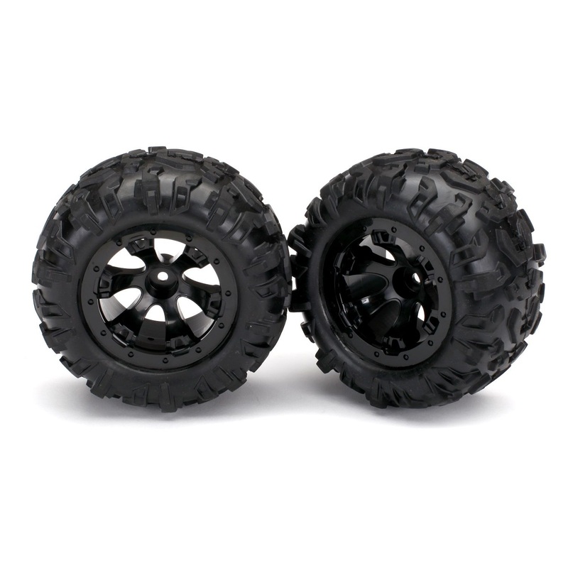 TRAXXAS 7277 Tires & wheels, assembled, glued (Geode black, beadlock style wheels, Canyon AT tires, foam inserts) (1 left, 1 right)