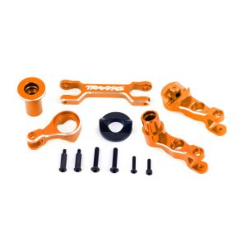 TRAXXAS 7746-ORANGE Steering bellcranks (left & right)/ draglink (6061-T6 aluminum, orange-anodized) (fits X-Maxx)