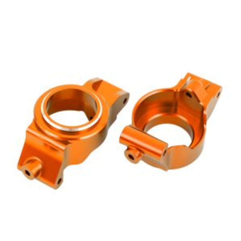 TRAXXAS 7832-ORANGE Carriers, stub axle (orange-anodized 6061-T6 aluminum) (left & right)